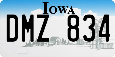 IA license plate DMZ834