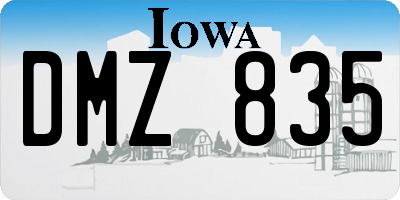IA license plate DMZ835
