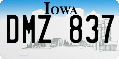 IA license plate DMZ837