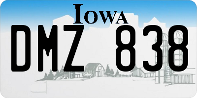 IA license plate DMZ838