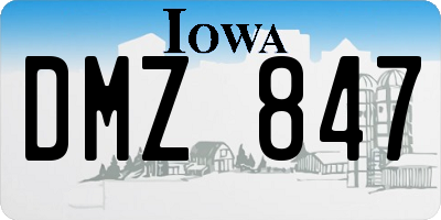 IA license plate DMZ847