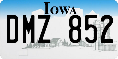 IA license plate DMZ852