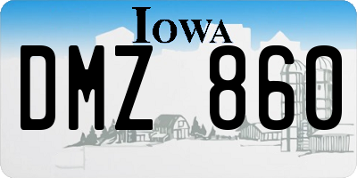 IA license plate DMZ860