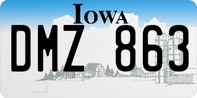 IA license plate DMZ863