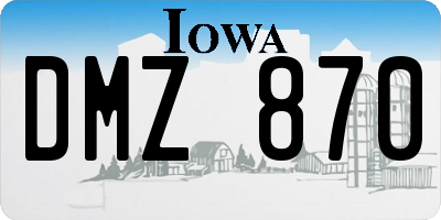 IA license plate DMZ870