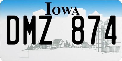 IA license plate DMZ874
