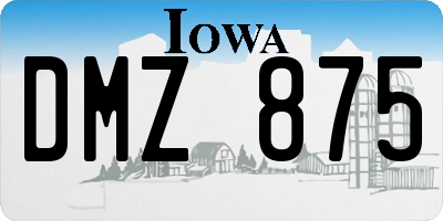 IA license plate DMZ875