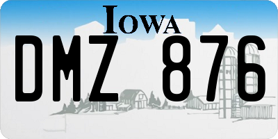 IA license plate DMZ876