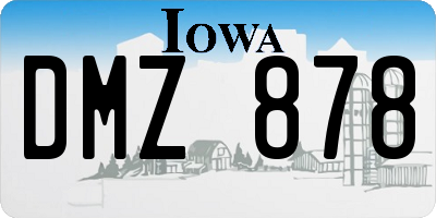 IA license plate DMZ878