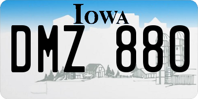 IA license plate DMZ880