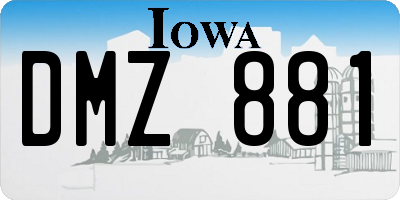 IA license plate DMZ881