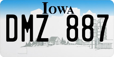 IA license plate DMZ887
