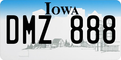 IA license plate DMZ888