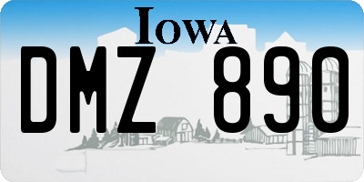IA license plate DMZ890
