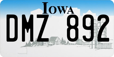 IA license plate DMZ892
