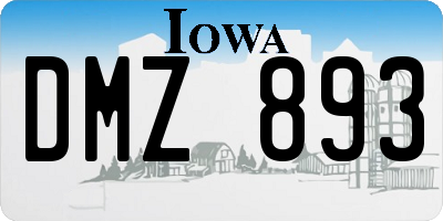 IA license plate DMZ893