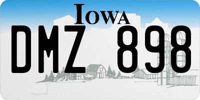 IA license plate DMZ898