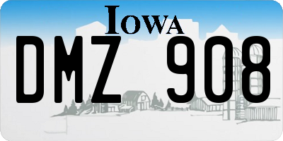 IA license plate DMZ908