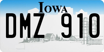 IA license plate DMZ910