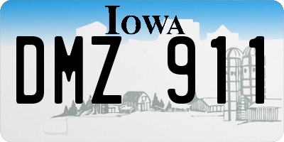 IA license plate DMZ911