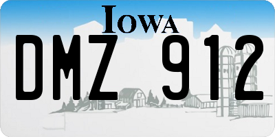 IA license plate DMZ912