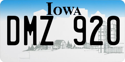 IA license plate DMZ920