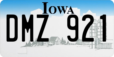 IA license plate DMZ921