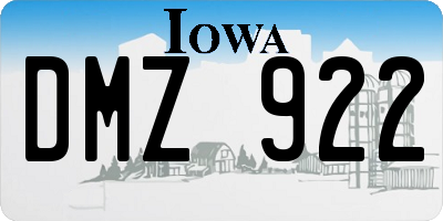 IA license plate DMZ922