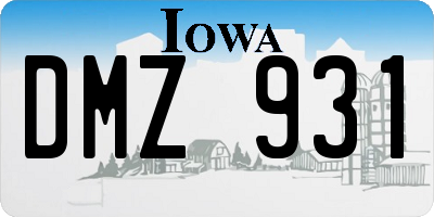 IA license plate DMZ931
