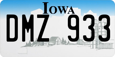 IA license plate DMZ933