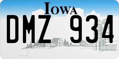 IA license plate DMZ934