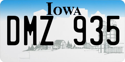 IA license plate DMZ935