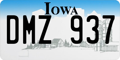 IA license plate DMZ937