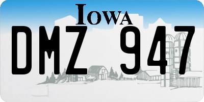 IA license plate DMZ947