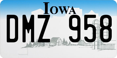 IA license plate DMZ958