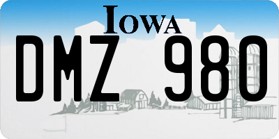 IA license plate DMZ980