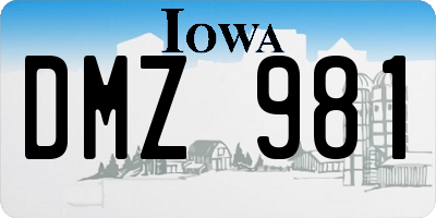 IA license plate DMZ981