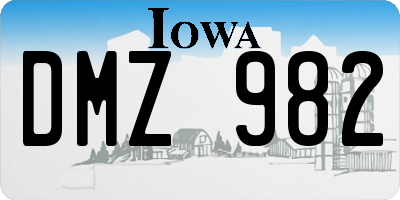 IA license plate DMZ982