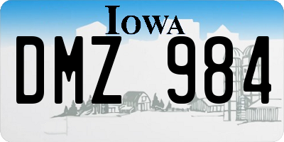 IA license plate DMZ984