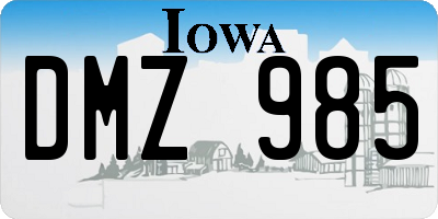 IA license plate DMZ985