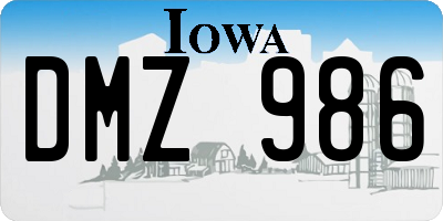 IA license plate DMZ986