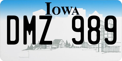 IA license plate DMZ989