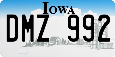 IA license plate DMZ992