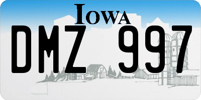 IA license plate DMZ997