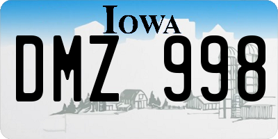 IA license plate DMZ998