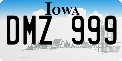 IA license plate DMZ999