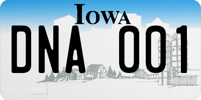 IA license plate DNA001