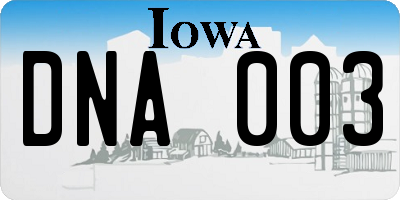 IA license plate DNA003