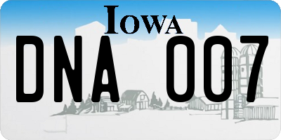 IA license plate DNA007