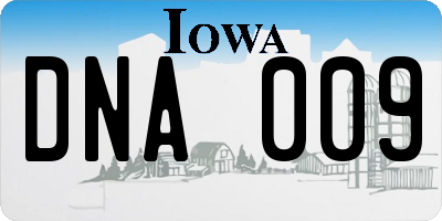 IA license plate DNA009
